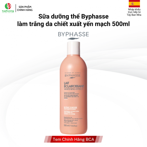 Sữa dưỡng thể Byphasse dưỡng trắng da chiết xuất yến mạch 500ml