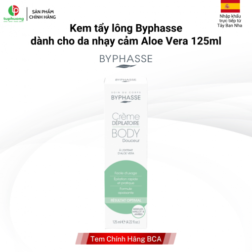 Kem tẩy lông byphasse dành cho da nhạy cảm Aloe Vera 125ml